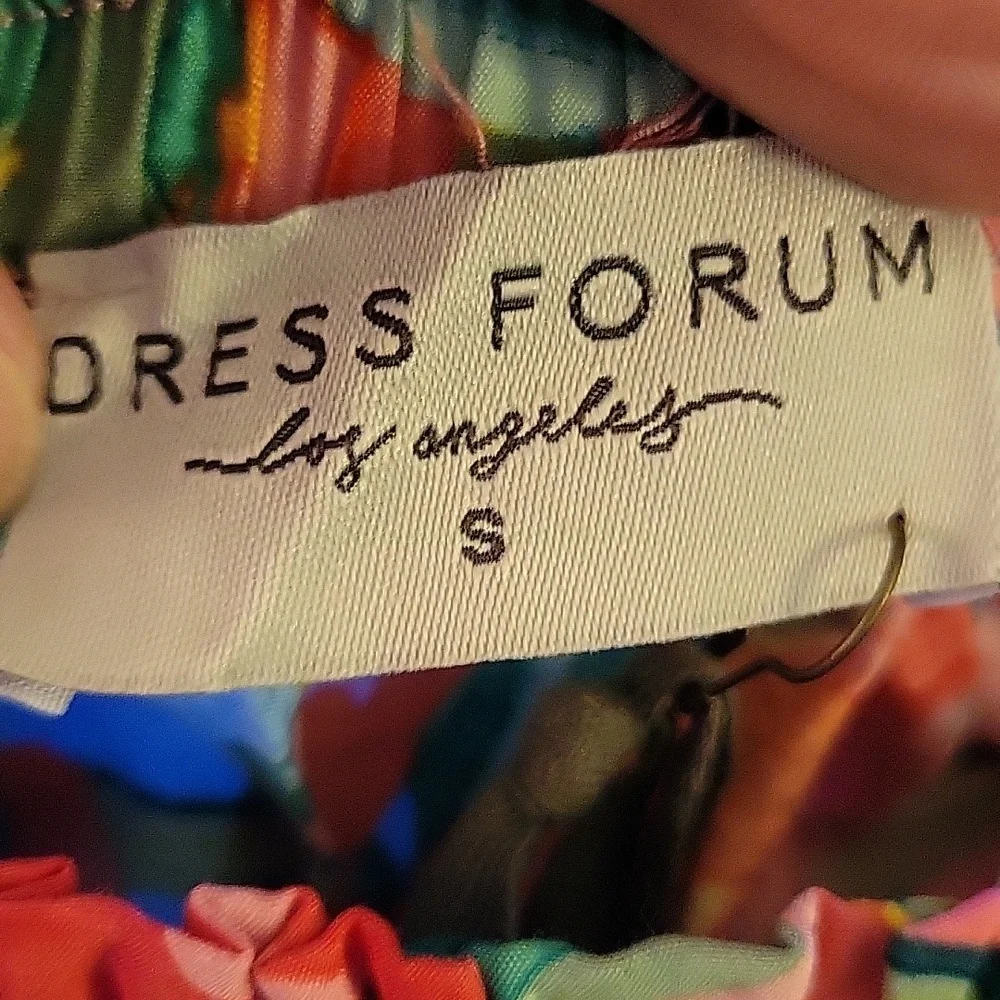 Dress Forum palm leaves floral tiered midi skirt shades of pink green Small NEW…